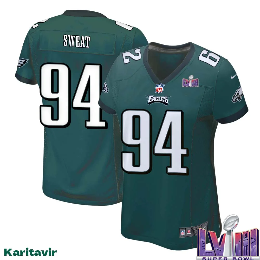 Josh Sweat No 94 Women Midnight Green Philadelphia Eagles Super Bowl LVIII Home Game Player Jersey