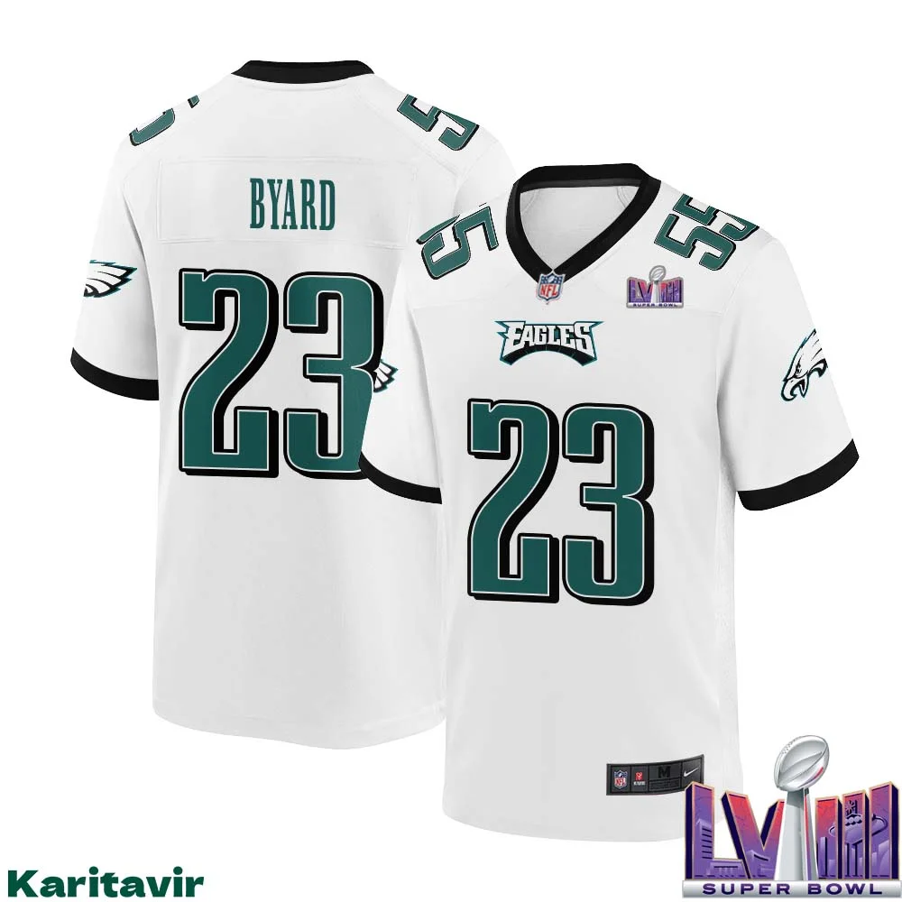Kevin Byard No 23 Men White Philadelphia Eagles Super Bowl LVIII Away Game Player Jersey 1