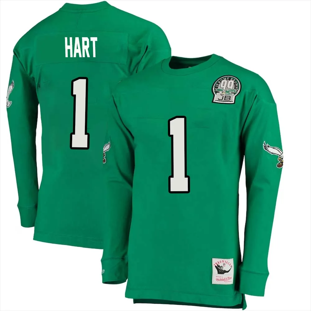 Kevin Hartno 1 Mitchell Ness Kelly Long Sleeve Top Green Philadelphia Eagles Throwback Retired Player