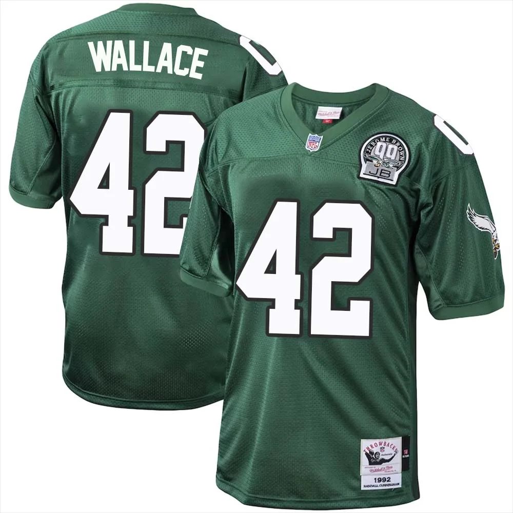 KVon Wallace No 42 Philadelphia Eagles Mitchell Ness Kelly Green 1992 Authentic Throwback Retired Player Jersey 1