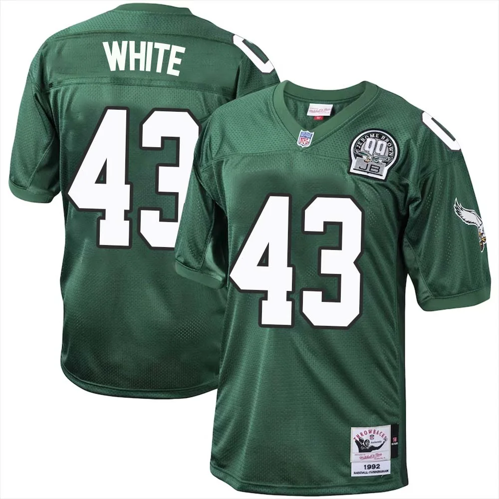 Kyzir White No 43 Philadelphia Eagles Mitchell Ness Kelly Green 1992 Authentic Throwback Retired Player Jersey