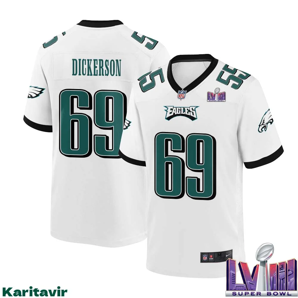 Landon Dickerson No 69 Men White Philadelphia Eagles Super Bowl LVIII Away Game Player Jersey