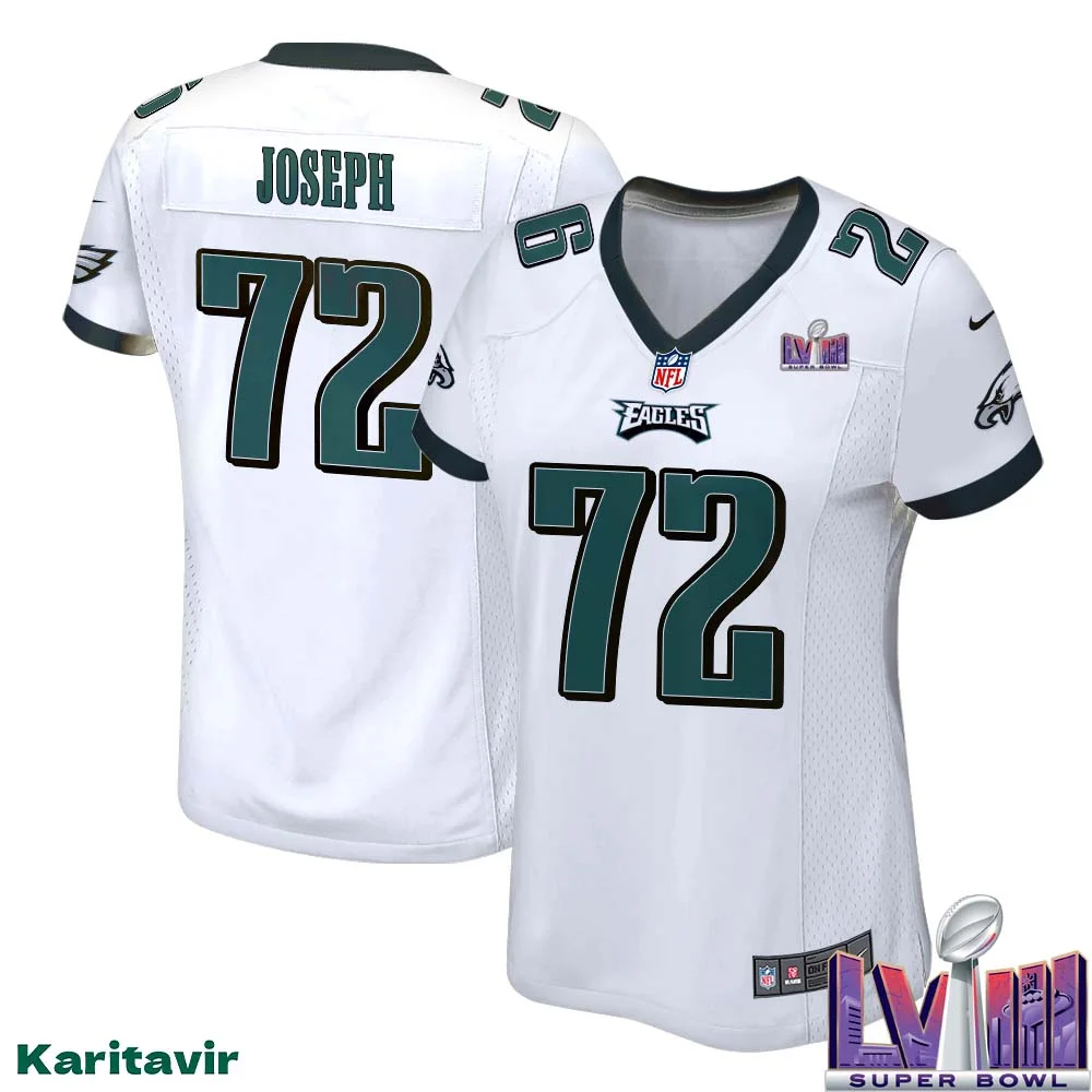 Linval Joseph No 72 Women White Eagles Super Bowl LVIII Away Game Player Jersey 1