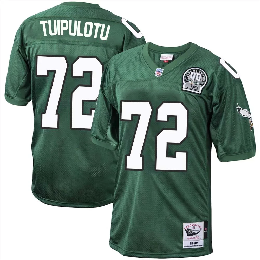 Marlon Tuipulotu No 72 Philadelphia Eagles Mitchell Ness Kelly Green 1992 Authentic Throwback Retired Player Jersey 1