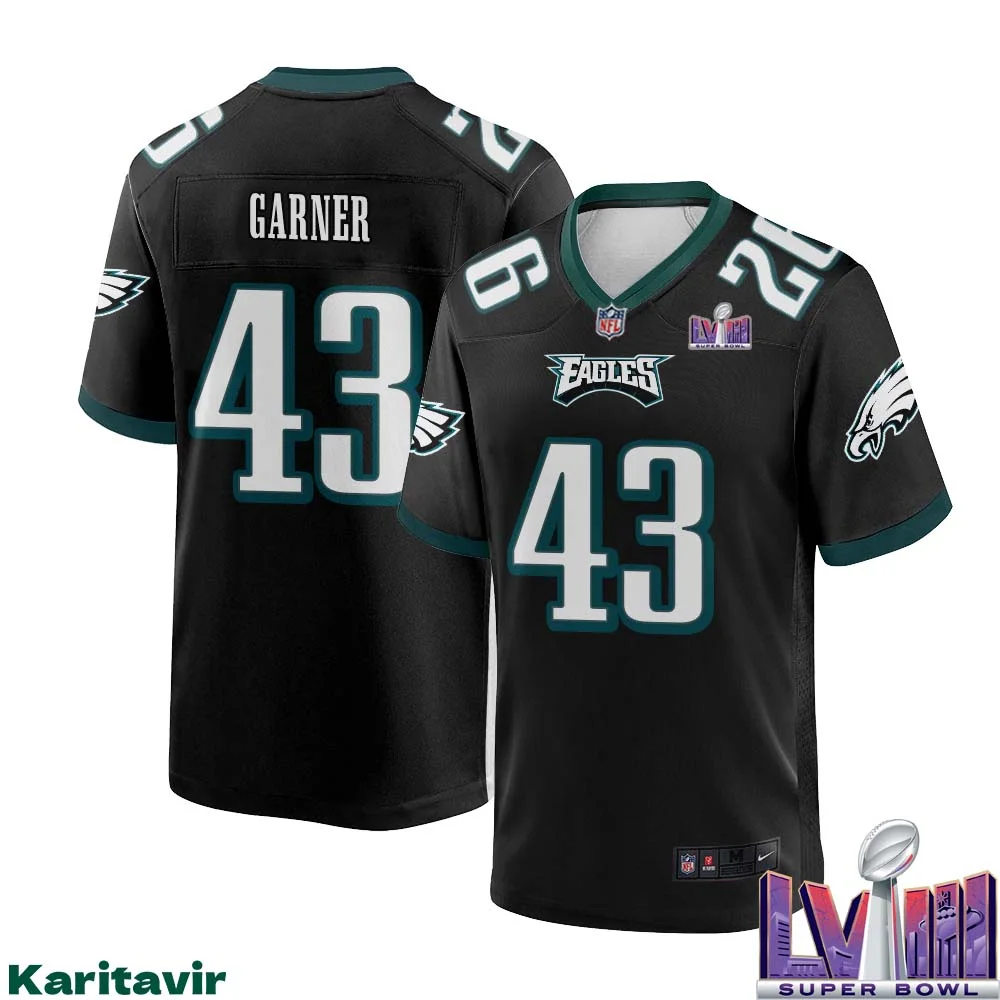 Mekhi Garner No 43 Men Black Philadelphia Eagles Super Bowl LVIII Alternate Game Player Jersey