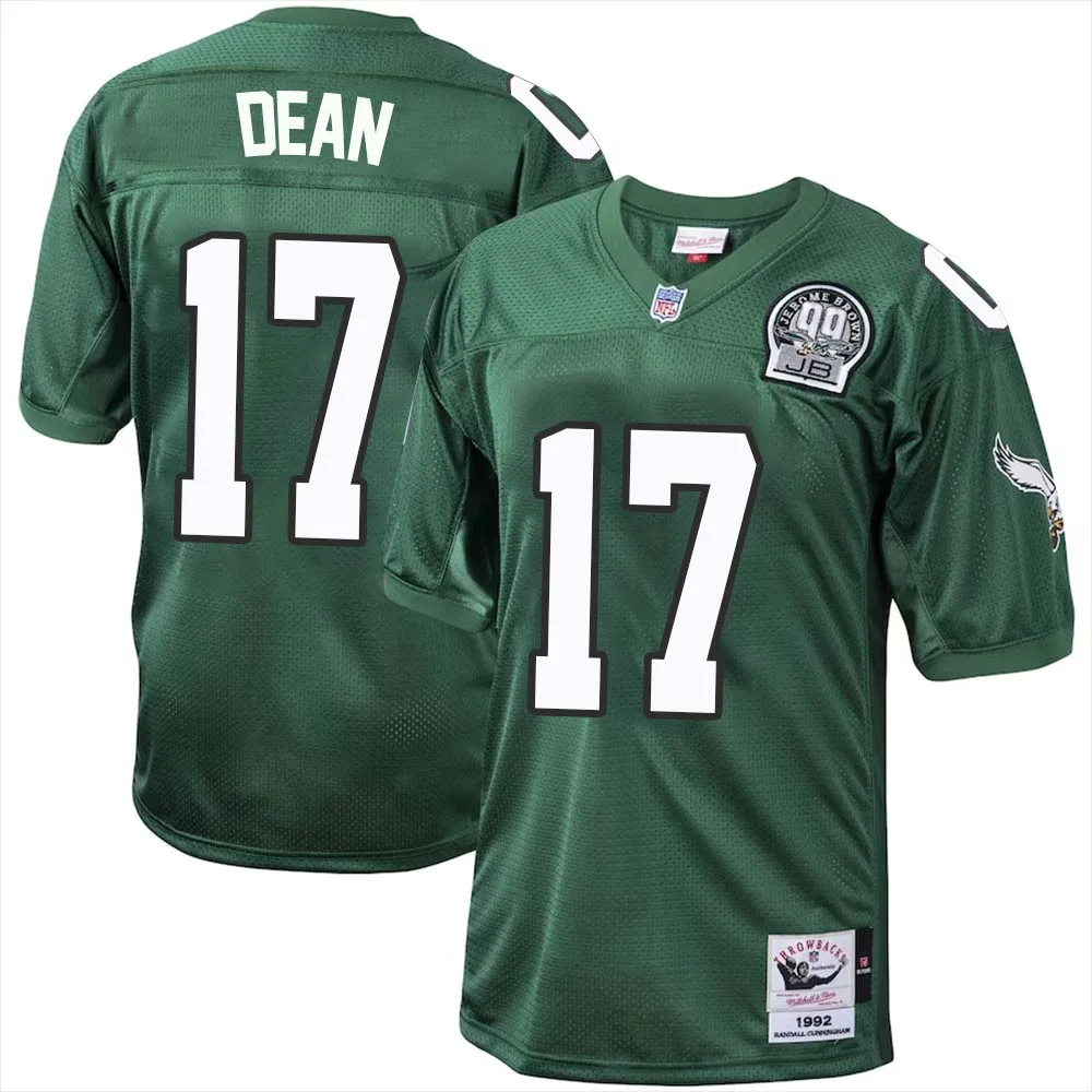 Nakobe Dean No 17 Philadelphia Eagles Mitchell Ness Kelly Green 1992 Authentic Throwback Retired Player Jersey