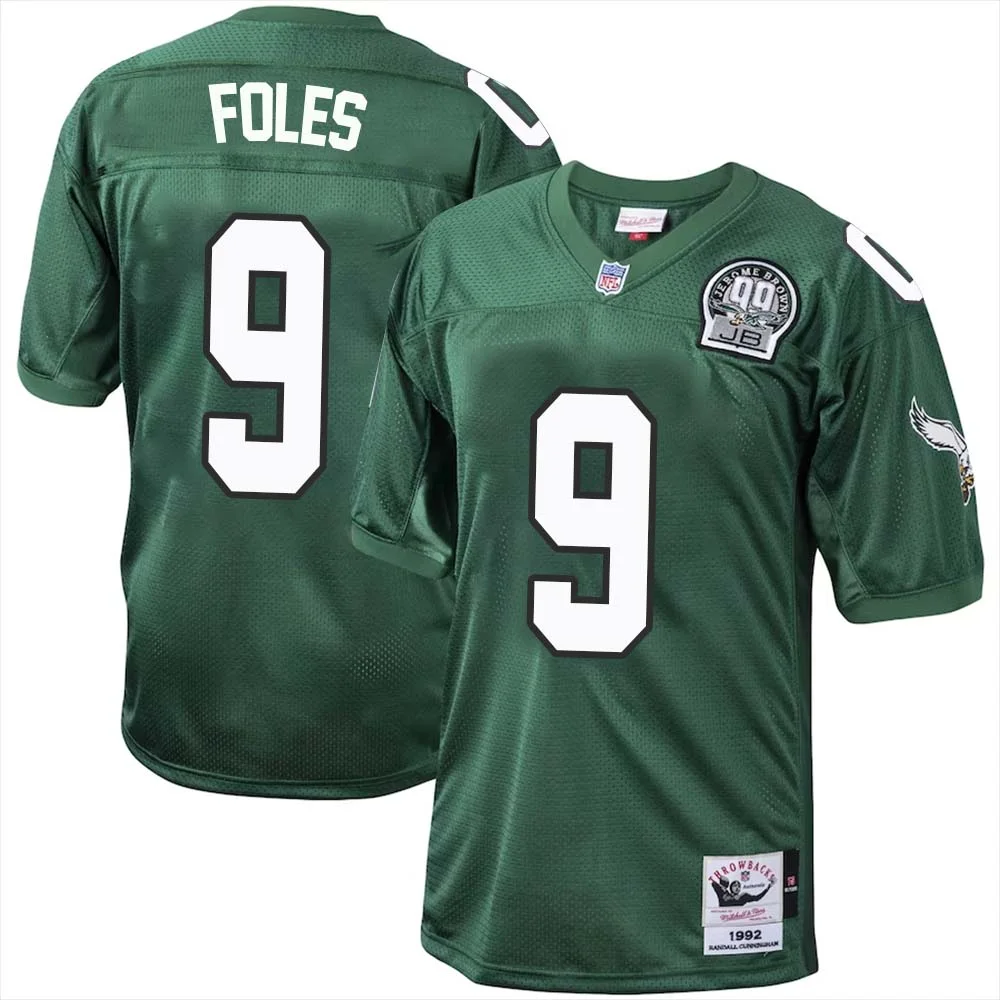 Nick Foles Eagles No 9 Philadelphia Eagles Mitchell Ness Kelly Green 1992 Authentic Throwback Retired Player Jersey