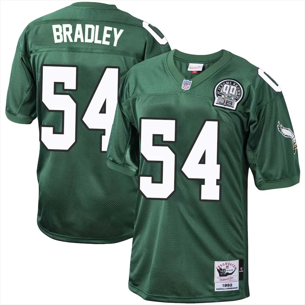 Shaun Bradley No 54 Philadelphia Eagles Mitchell Ness Kelly Green 1992 Authentic Throwback Retired Player Jersey
