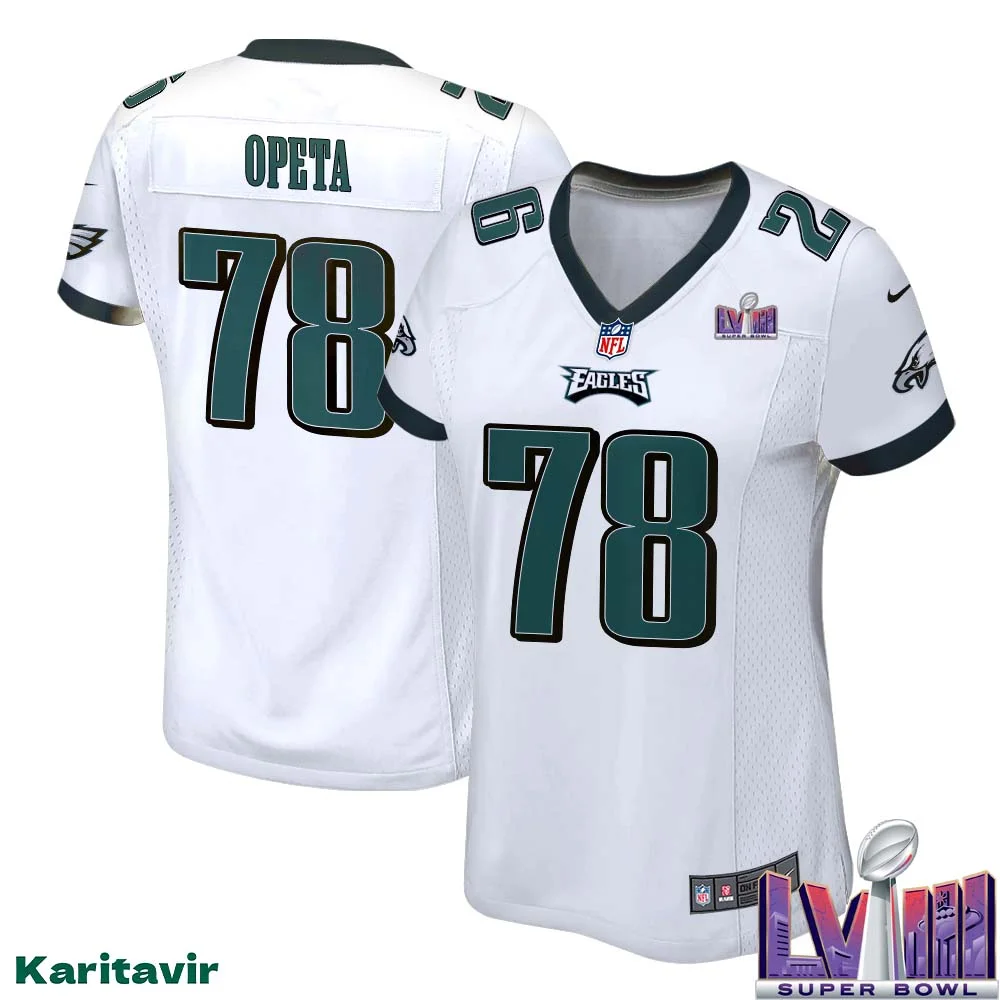 Sua Opeta No 78 Women White Eagles Super Bowl LVIII Away Game Player Jersey 1