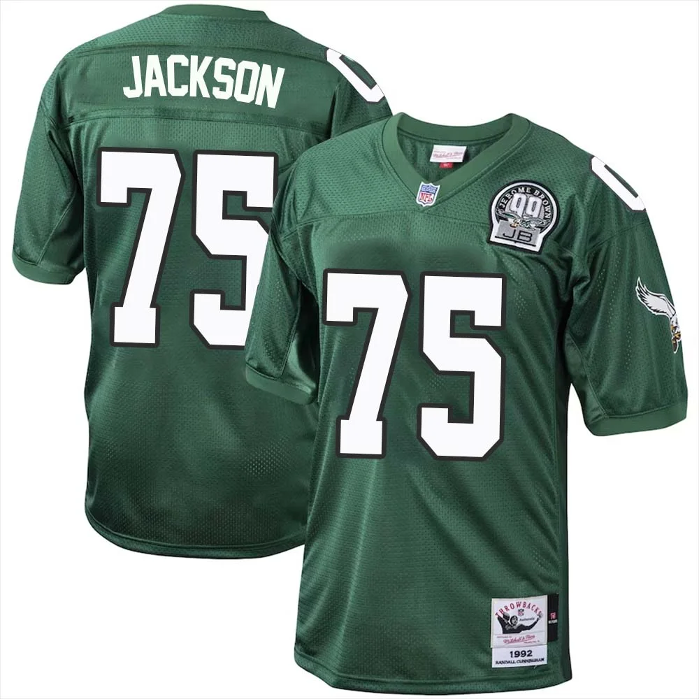 Tarron Jackson No 75 Philadelphia Eagles Mitchell Ness Kelly Green 1992 Authentic Throwback Retired Player Jersey 1