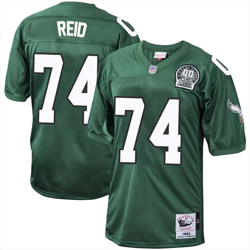 Trevor Reid No 74 Philadelphia Eagles Mitchell Ness Kelly Green 1992 Authentic Throwback Retired Player Jersey 1