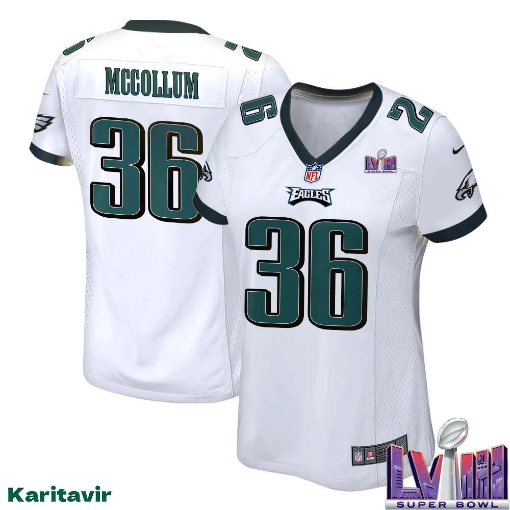 Tristin Mccollum No 36 Women White Eagles Super Bowl LVIII Away Game Player Jersey
