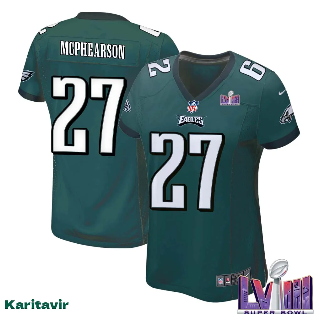 Zech Mcphearson No 27 Women Midnight Green Philadelphia Eagles Super Bowl LVIII Home Game Player Jersey