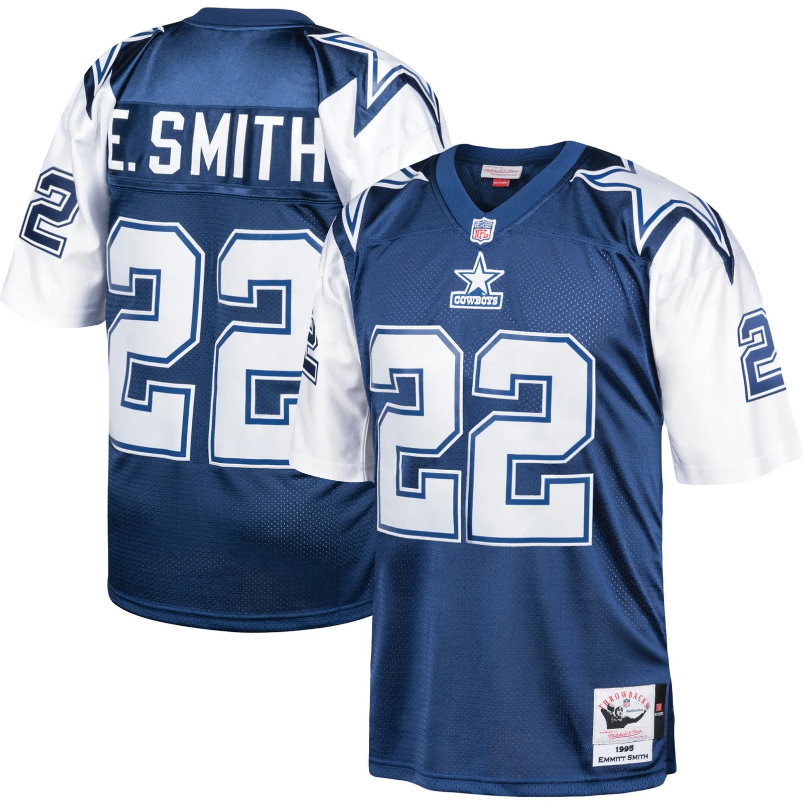 Men's Emmitt Smith Dallas Cowboys Mitchell &amp; Ness 1995 Authentic Retired Player Jersey - Navy/White -