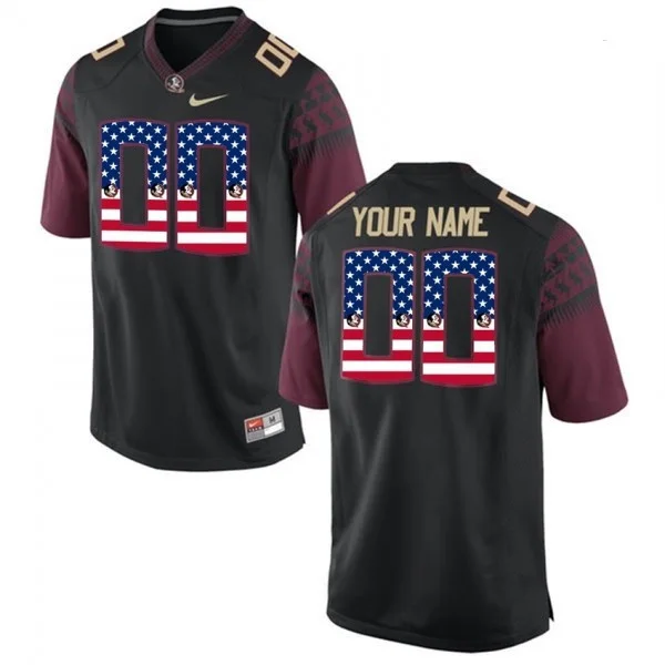 Youth's #00 Florida State Seminoles Stitched Jersey Limited Black US Flag Custom Football -