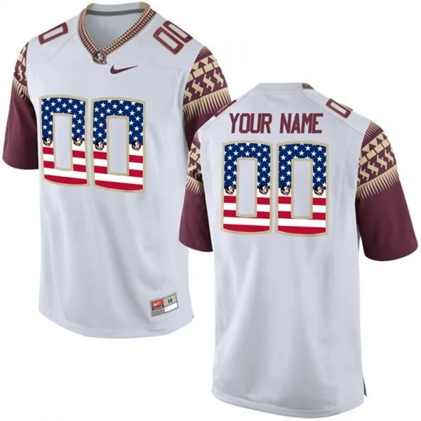 Youth's Florida State Seminoles #00 White Limited US Flag Custom Football Stitched Jersey -