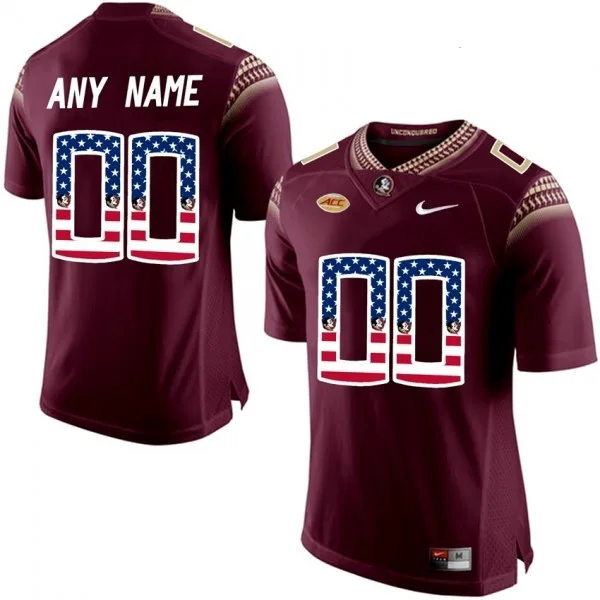 Youth's Football Florida State Seminoles #00 Limited Red US Flag Custom Stitched Jersey -