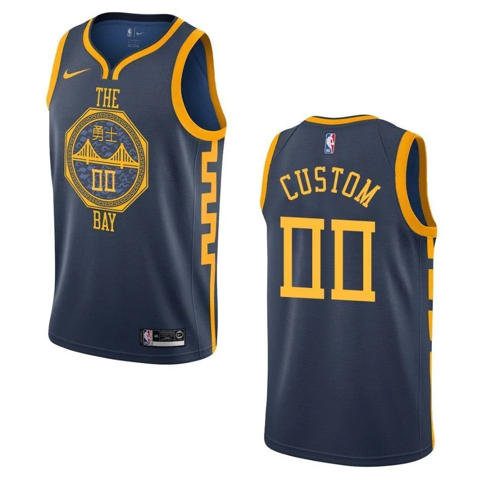 Men's 2019-20 Golden State Warriors #00 Custom City Edition Swingman Jersey - Navy -