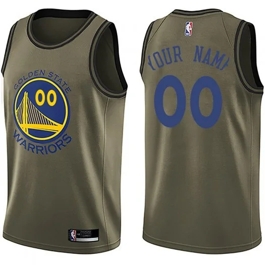 Men's Custom Golden State Warriors Swingman Gold Green Salute to Service Jersey -