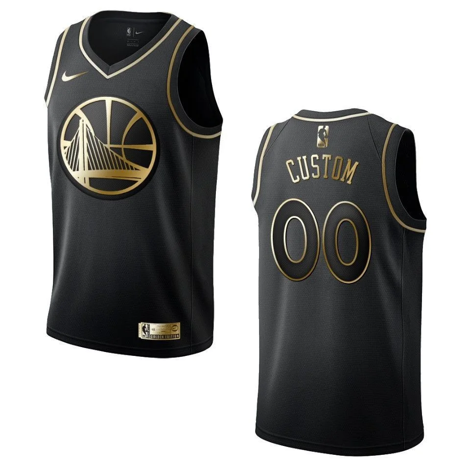 Men's Golden State Warriors #00 Custom Golden Edition Jersey - Black , Basketball Jersey -