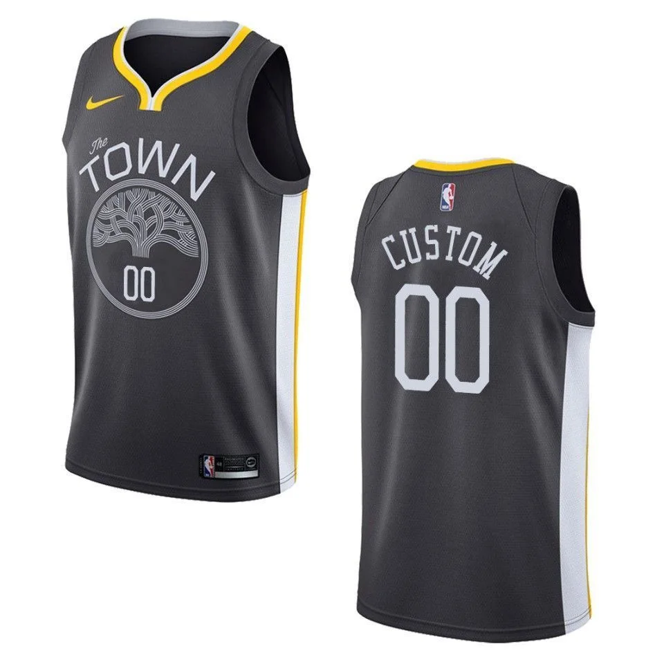 Men's Golden State Warriors #00 Custom Statet Swingman Jersey - Black , Basketball Jersey -