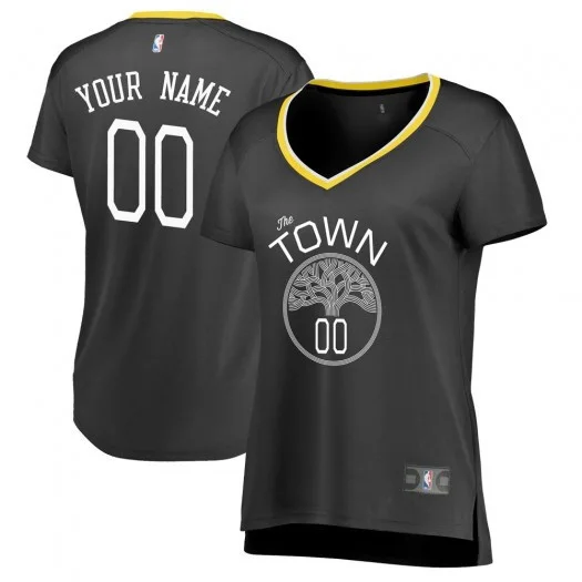Woman's Custom Golden State Warriors Swingman Gold Black Jersey - Statement Edition -