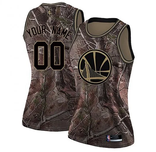 Woman's Custom Golden State Warriors Swingman Gold Camo Realtree Collection Jersey -