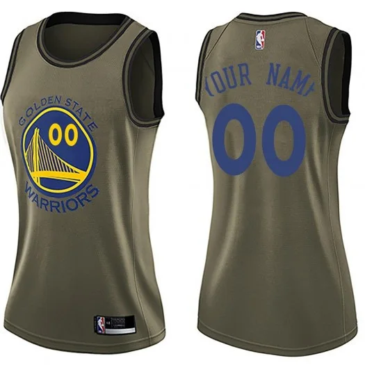 Woman's Custom Golden State Warriors Swingman Gold Green Salute to Service Jersey -