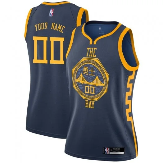 Woman's Custom Golden State Warriors Swingman Gold Navy 2018/19 Jersey - City Edition -