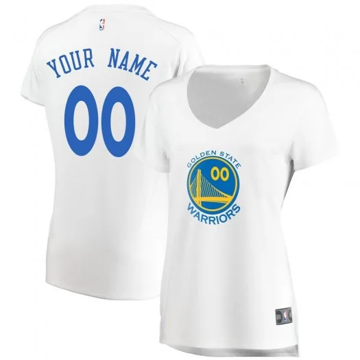 Woman's Custom Golden State Warriors Swingman Gold White Fast Break Jersey - Association Edition -