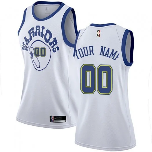 Woman's Custom Golden State Warriors Swingman Gold White Hardwood Classics Jersey -