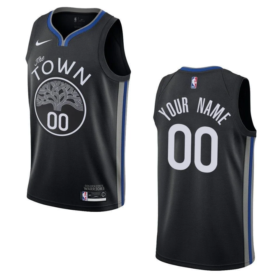 Youth's 2019-20 Golden State Warriors #00 Custom City Swingman Jersey - Black -