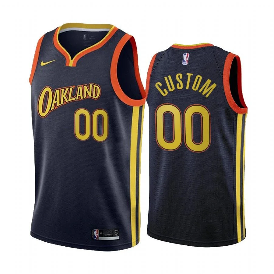 Youth's Custom Golden State Warriors Navy City Edition Oakland 2020-21 Jersey - -