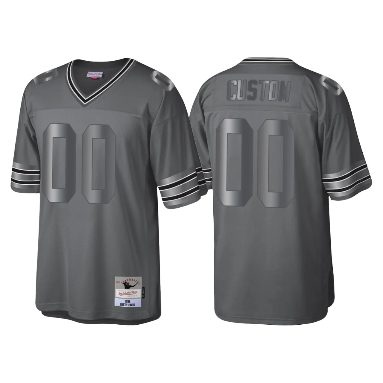Men's Green Bay Packers #00 Custom Charcoal Throwback Retired Player Metal Legacy Jersey -