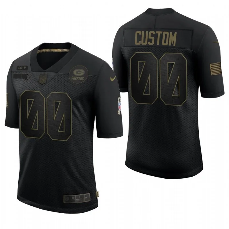 Men's Green Bay Packers Custom Black 2020 Salute To Service Limited Jersey -