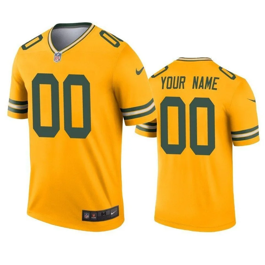 Men's GREEN BAY PACKERS CUSTOM GOLD INVERTED LEGEND JERSEY -