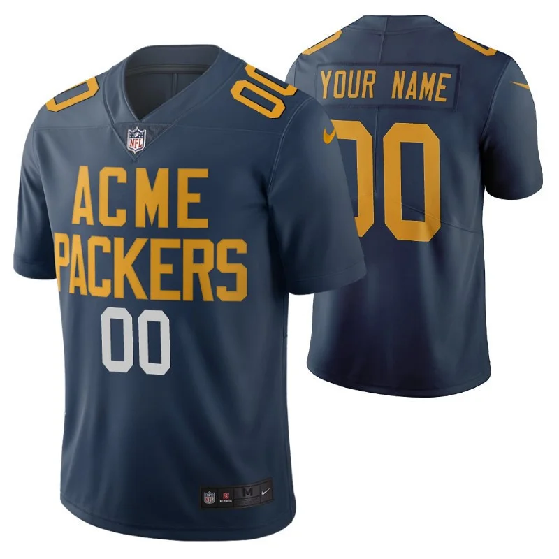Men's Green Bay Packers Custom Navy City Edition Vapor Limited Jersey -