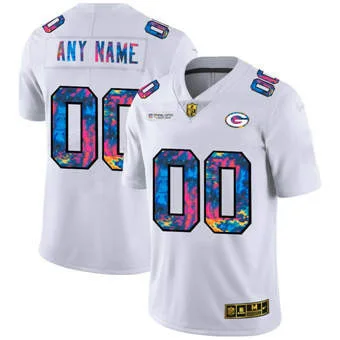 Men's Green Bay Packers Customized 2020 White Crucial Catch Limited Stitched Jersey -