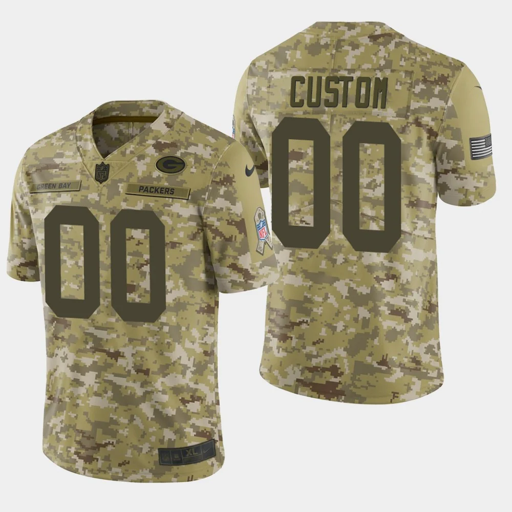Men's Green Bay Packers Customized Camo Salute To Service Stitched Limited Jersey -
