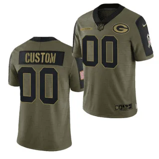 Men's Olive Green Bay Packers ACTIVE PLAYER Custom 2021 Salute To Service Limited Stitched Jersey -