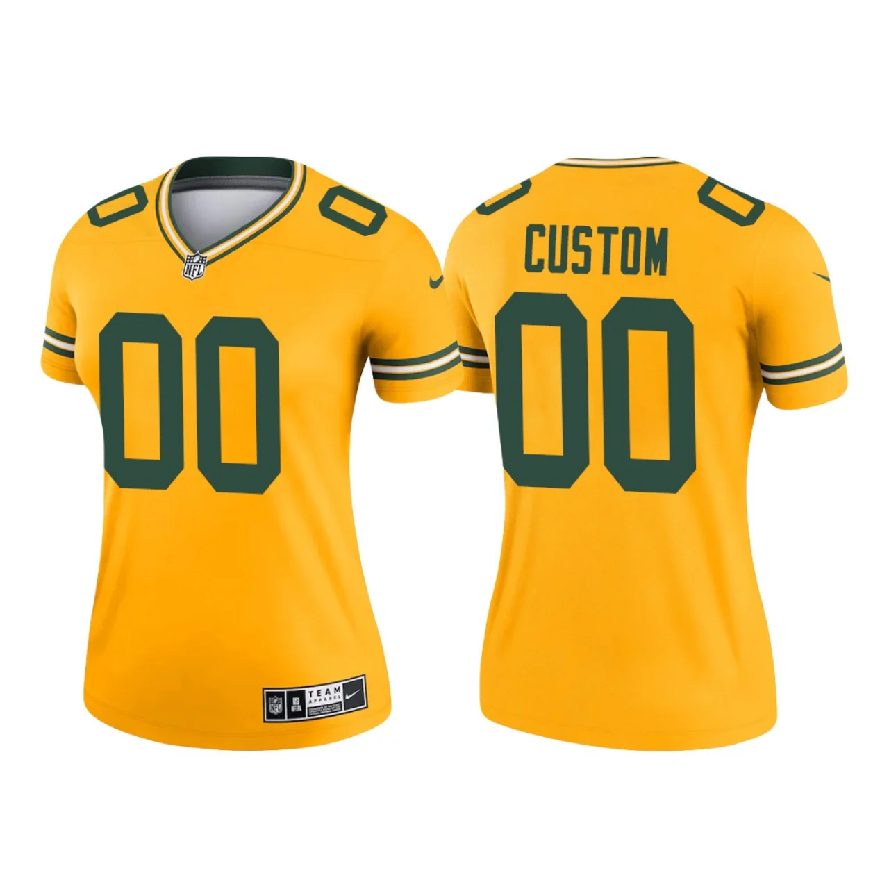 Woman's Custom Green Bay Packers 2021 Inverted Legend Jersey - Gold -