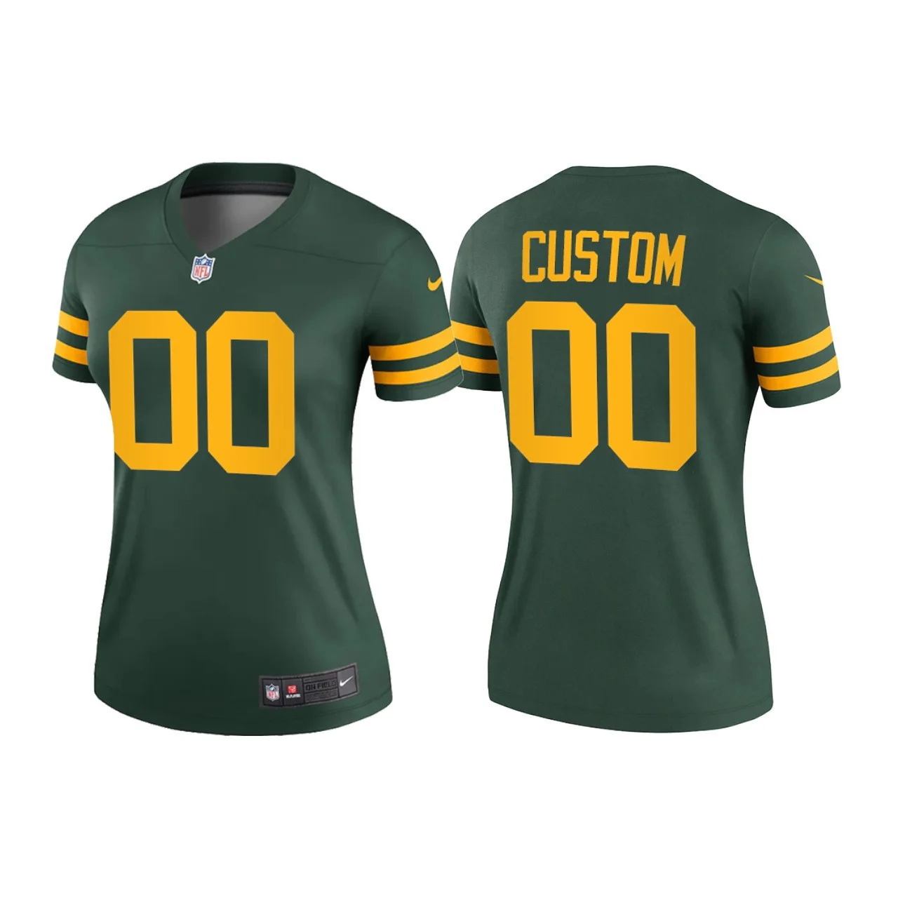 Woman's Custom Green Bay Packers 2021 Throwback Legend Jersey - Green -