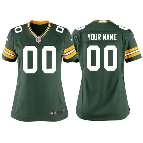 Woman's Green Bay Packers Green Game Customized Jersey -