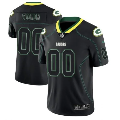 Youth's Green Bay Packers 2018 Lights Out Color Rush Limited Black Customized Jersey -