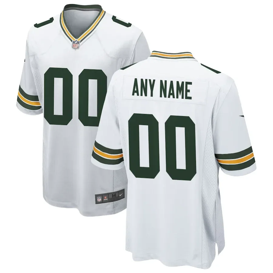 Youth's Green Bay Packers Home Custom Jersey - White -