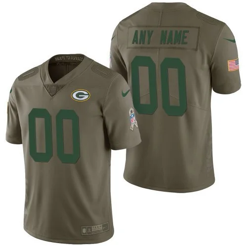 Youth's Green Bay Packers Olive 2017 Salute to Service Limited Customized Jersey -