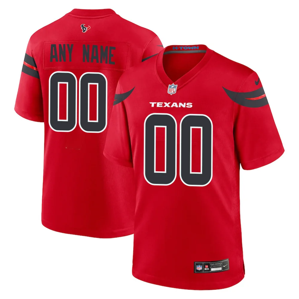 Custom Men's Red Houston Texans Alternate Game Jersey 2024