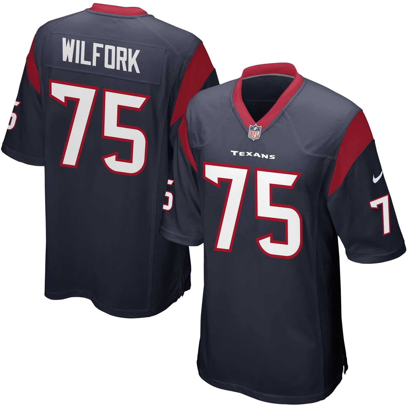 Men'sVince Wilfork Houston Texans Game Jersey - Navy Blue -