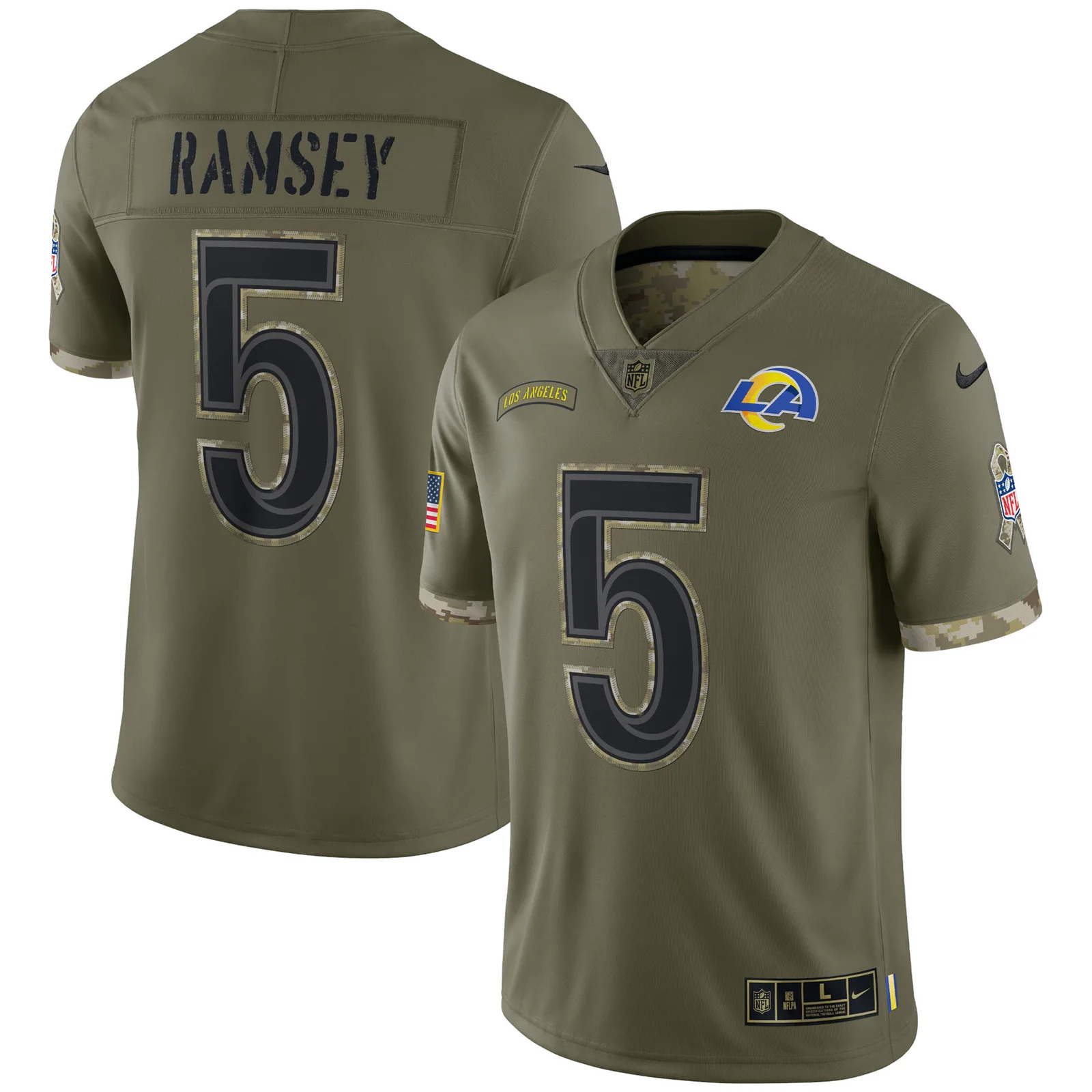 Men's Jalen Ramsey Los Angeles Rams 2022 Salute To Service Limited Jersey - Olive -