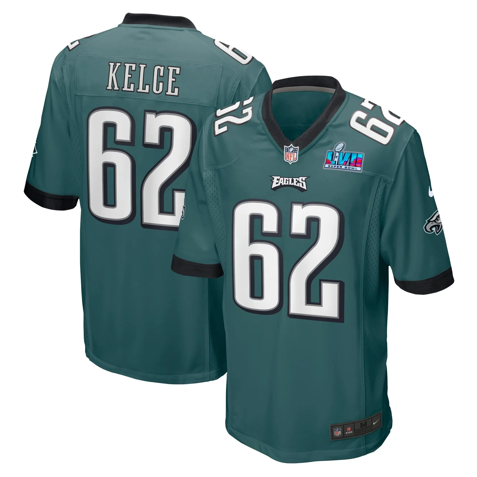 Men's Jason Kelce Philadelphia Eagles Super Bowl LVII Patch Game Jersey - Midnight Green -